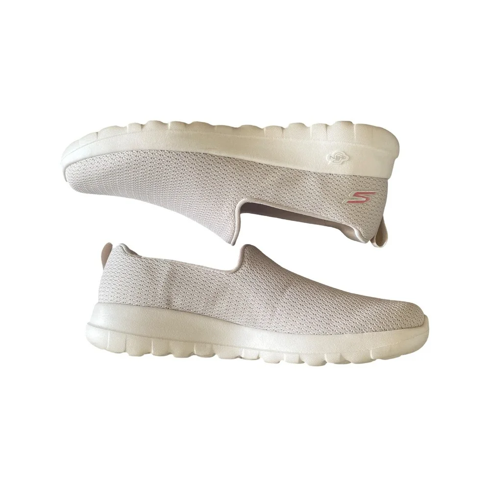 Skechers Go Walk Joy Women 8.5 Natural Mesh Slip On Sneakers 124637 NAT Walking